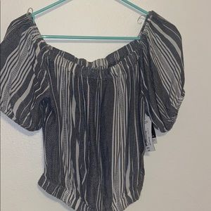 Crop top off shoulder in Jean/White in size small.